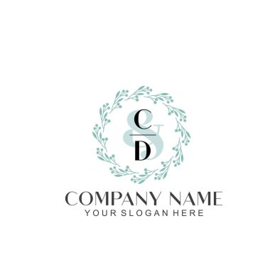 El yazısı CD Baş harfleriyle Çiçek Monogram Logosu Ayarları