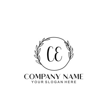El yazısı CE Baş harfleriyle Çiçek Monogram Logosu Ayarları