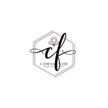 Çiçek ve Min ile Modern El Yazısı CF İlk Logo Şablonları