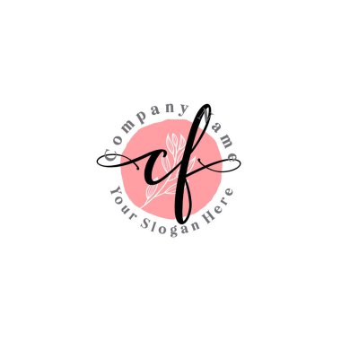Çiçek ve Min ile Modern El Yazısı CF İlk Logo Şablonları