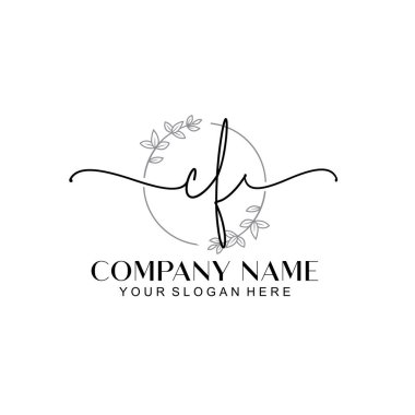 Çiçek ve Min ile Modern El Yazısı CF İlk Logo Şablonları