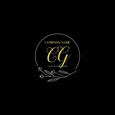 Floral ve Lüks Acc ile El Yazısı CG İlk Logo Şablonları