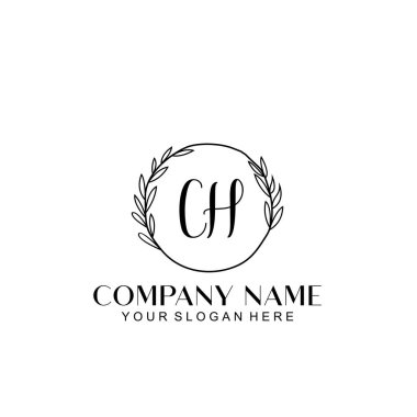El yazısı CH Baş harfleriyle Çiçek Monogram Logosu Ayarları