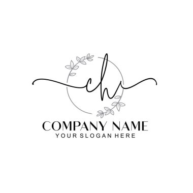 Çağdaş El Yazısı CH Çiçek ve Min ile İlk Logo Şablonları