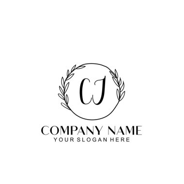 El yazısı CJ Baş harfleriyle Çiçek Monogram Logosu Ayarları
