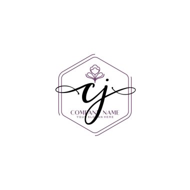 Çiçek ve Min ile Modern El Yazısı CJ İlk Logo Şablonları