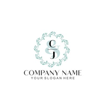 El yazısı CJ Baş harfleriyle Çiçek Monogram Logosu Ayarları