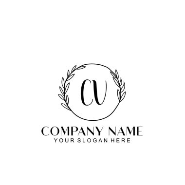 El yazısı CV Baş harfleriyle Çiçek Monogram Logosu Ayarları