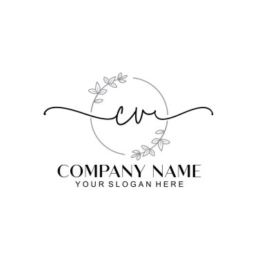 Çiçek ve Min ile Modern El Yazısı CV İlk Logo Şablonları