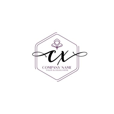 Çiçek ve Min ile Modern El Yazısı CX İlk Logo Şablonları