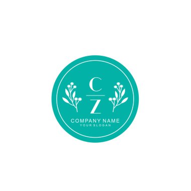 El yazısı CZ Baş harfleriyle Çiçek Monogram Logosu Ayarları