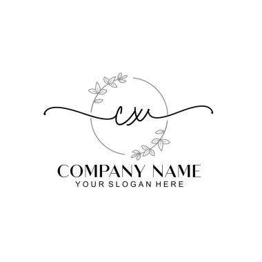 Çiçek ve Min ile Modern El Yazısı CX İlk Logo Şablonları