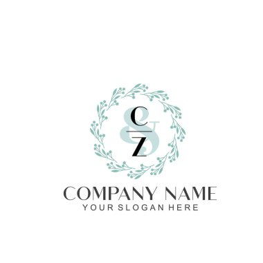 El yazısı CZ Baş harfleriyle Çiçek Monogram Logosu Ayarları