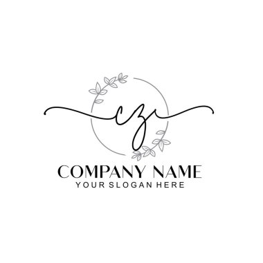 Çiçek ve Min ile Modern El Yazısı CZ İlk Logo Şablonları