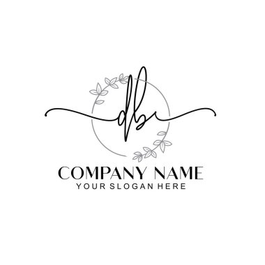 Çiçek ve Min ile Modern El Yazısı DB İlk Logo Şablonları