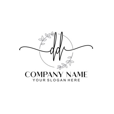 Floral ve Min ile Modern El Yazıları DD İlk Logo Şablonları