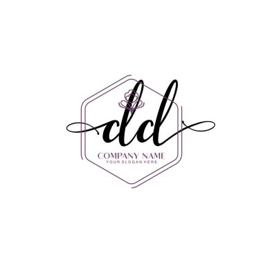 Floral ve Min ile Modern El Yazıları DD İlk Logo Şablonları