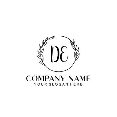 El yazısı DE Baş harfleriyle Çiçek Monogram Logosu Ayarları