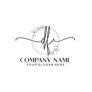 Çiçek ve Min ile Modern El Yazısı DF İlk Logo Şablonları