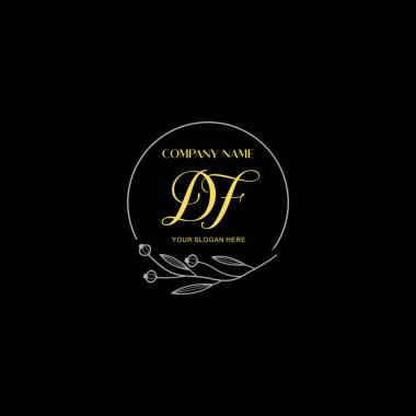 Floral ve Luxury Acc ile el yazısı DF İlk Logo Şablonları