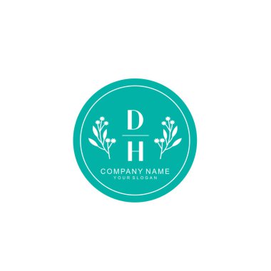 El yazısı DH Baş harfleriyle Çiçek Monogram Logosu Ayarları