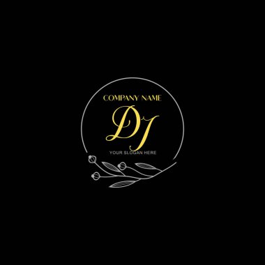 Floral ve Lüks Acc ile el yazısı DI İlk Logo Şablonları