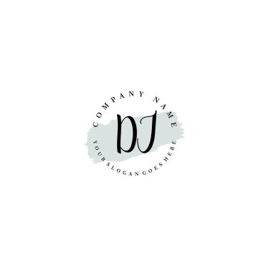 El yazısı DJ Baş harfleriyle Çiçek Monogram Logosu Seti
