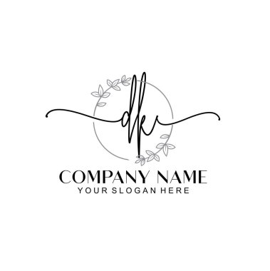 Çiçek ve Min ile Modern El Yazısı DK İlk Logo Şablonları