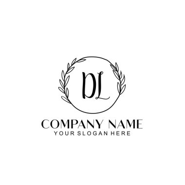 El yazısı DL Baş harfleriyle Çiçek Monogram Logosu Ayarları