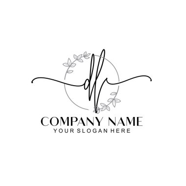 Çiçek ve Min ile Modern El Yazısı DL İlk Logo Şablonları