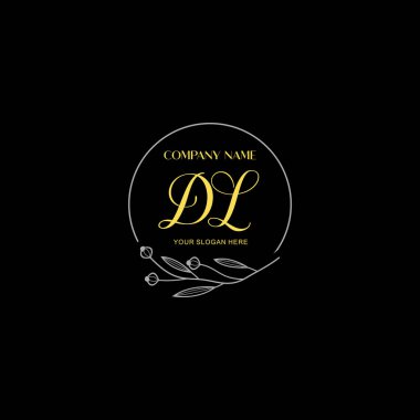 Çiçek ve Lüks Acc ile el yazısı DL İlk Logo Şablonları