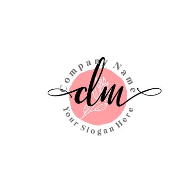 Floral ve Min ile Modern El Yazısı DM İlk Logo Şablonları