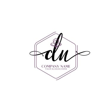 Çiçek ve Min ile Modern El Yazısı DN İlk Logo Şablonları