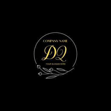 Çiçek ve Lüks Acc ile el yazısıyla DQ İlk Logo Şablonları