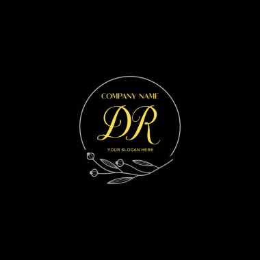Çiçek ve Lüks Acc ile el yazısı DR İlk Logo Şablonları