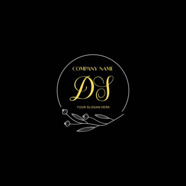 Floral ve Lüks Acc ile el yazısı DS İlk Logo Şablonları