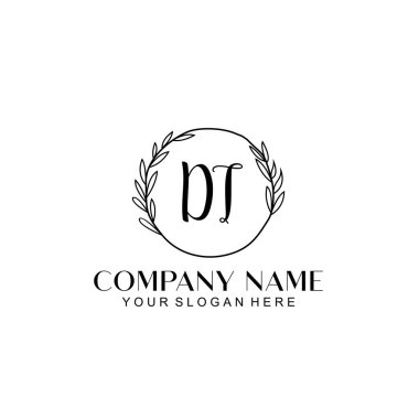 El yazısı DT Baş harfleriyle Çiçek Monogram Logosu Ayarları