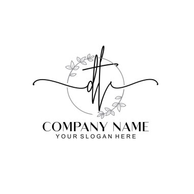 Çiçek ve Min ile Modern El Yazısı DT İlk Logo Şablonları