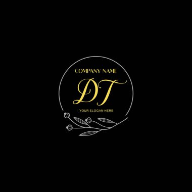 Floral ve Lüks Acc ile el yazması DT İlk Logo Şablonları
