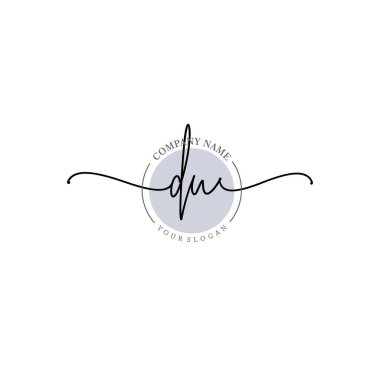 Çiçek ve Min ile Modern El Yazısı DU İlk Logo Şablonları