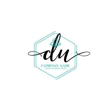 Çiçek ve Min ile Modern El Yazısı DU İlk Logo Şablonları