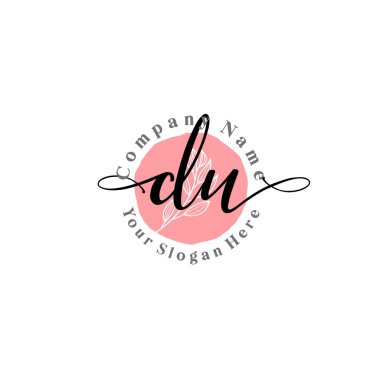 Çiçek ve Min ile Modern El Yazısı DU İlk Logo Şablonları