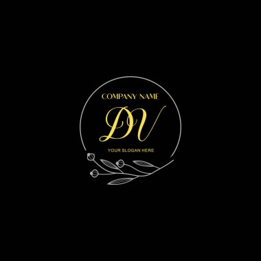 Floral ve Luxury Acc ile el yazısı DV İlk Logo Şablonları