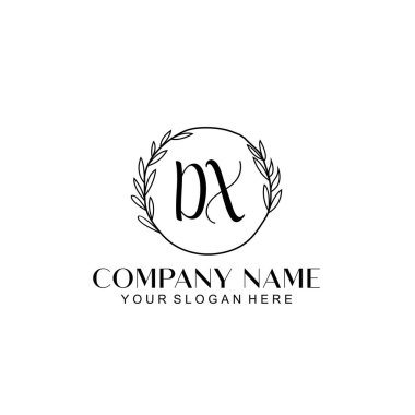 El yazısı DX Baş harfleriyle Çiçek Monogram Logosu Ayarları
