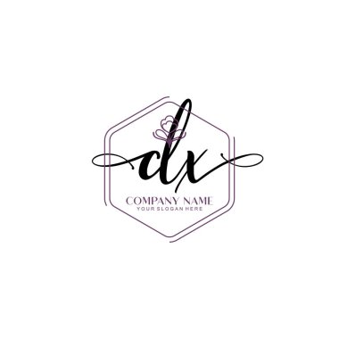 Çiçek ve Min ile Modern El Yazısı DX İlk Logo Şablonları
