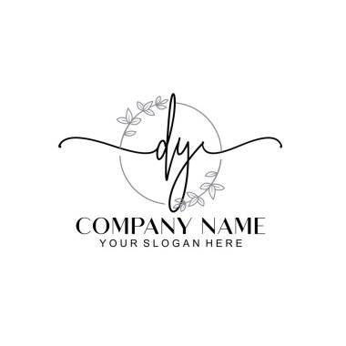 Çağdaş el yazısı DY Çiçek ve Min ile İlk Logo Şablonları