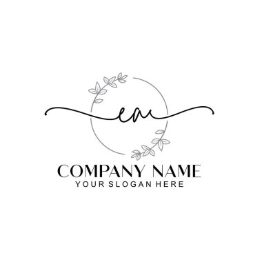 Çiçek ve Min ile Modern El Yazısı EA İlk Logo Şablonları