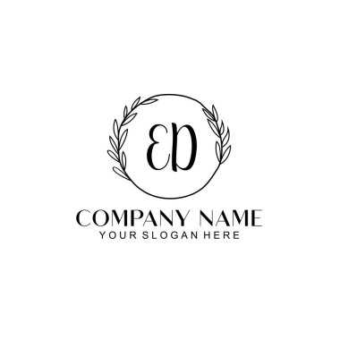 El yazısı ED Baş harfleriyle Çiçek Monogram Logosu Ayarları