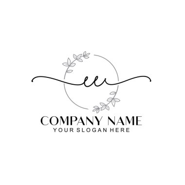 Çiçek ve Min ile Modern El Yazısı EE İlk Logo Şablonları