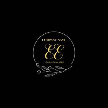 Çiçek ve Lüks Acc ile El Yazısıyla EE İlk Logo Şablonları